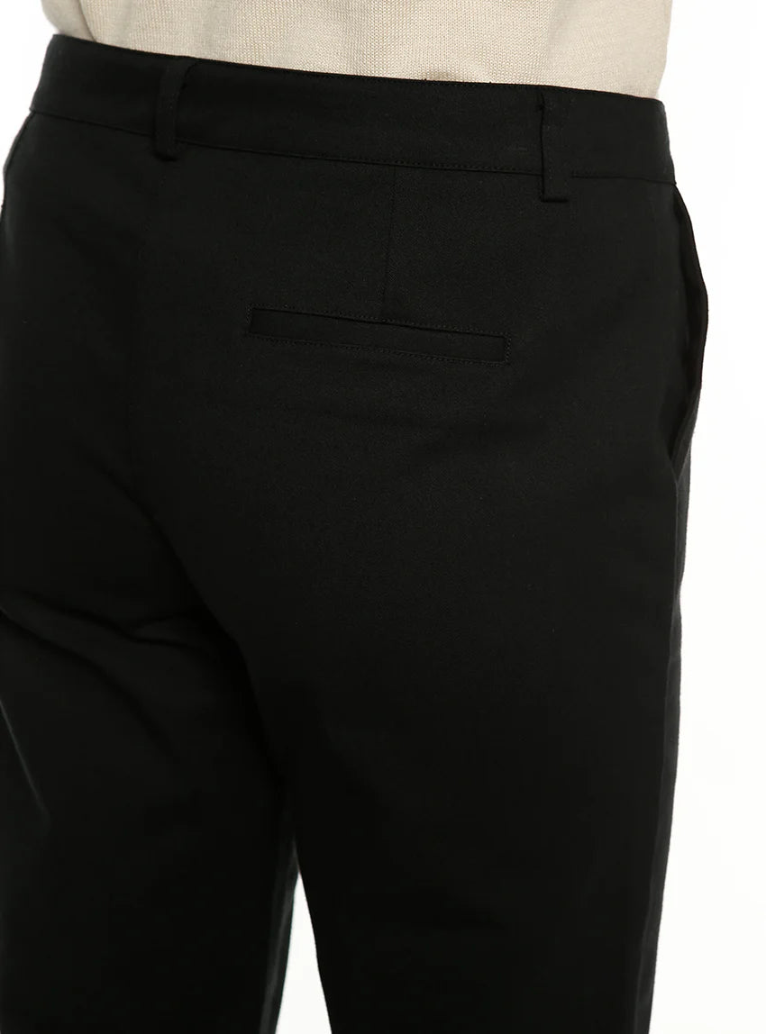Pantalon chino femme en coton noir