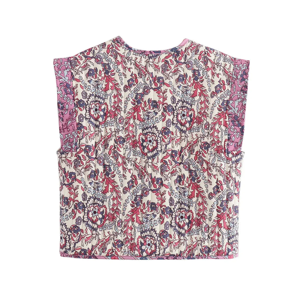 Sophie Paris I Gilet en coton matelassé avec motif brodé