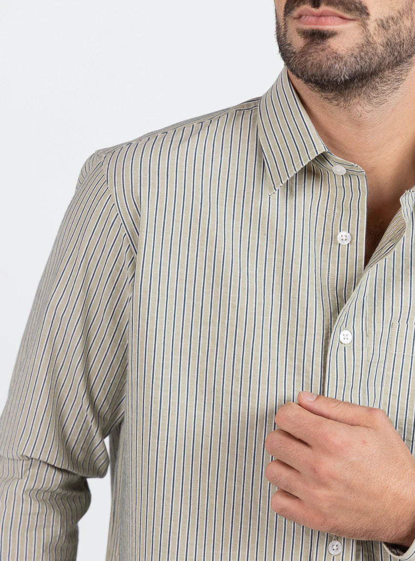 Chemise homme en coton vert tilleul