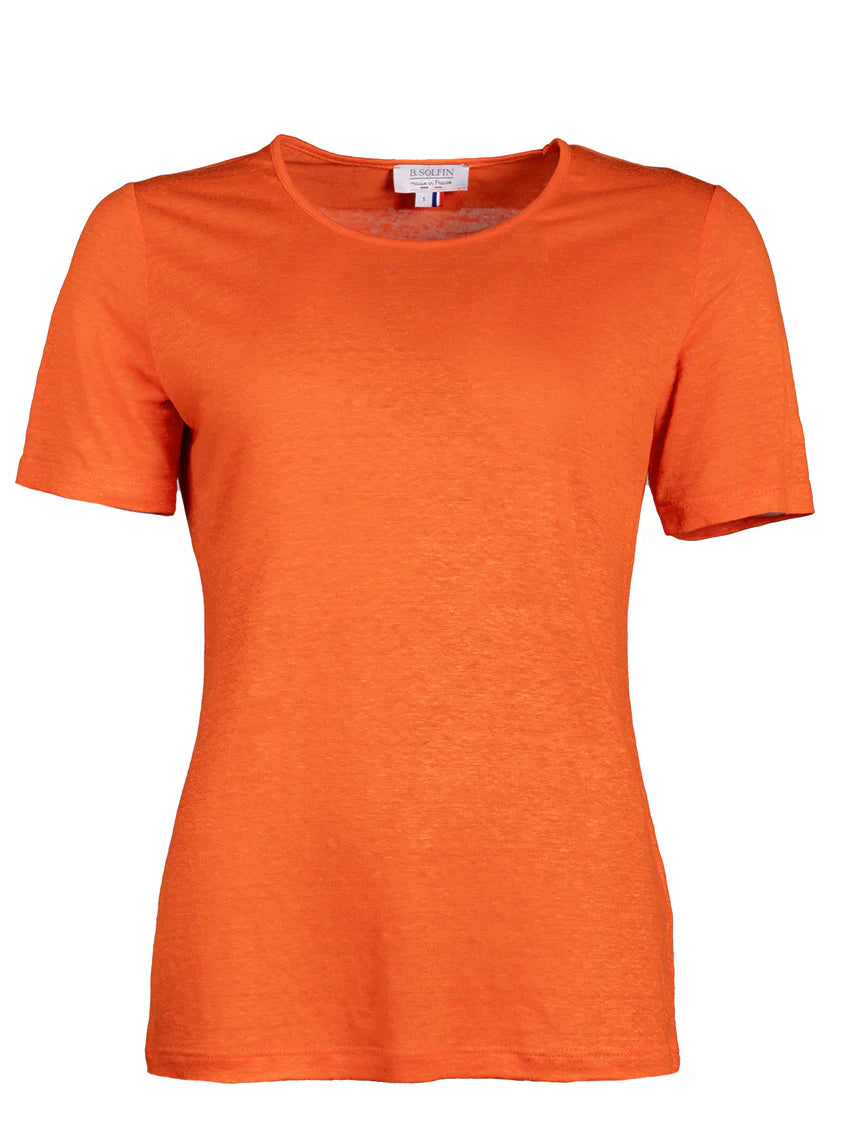 Tee-shirt femme en lin orange agrume