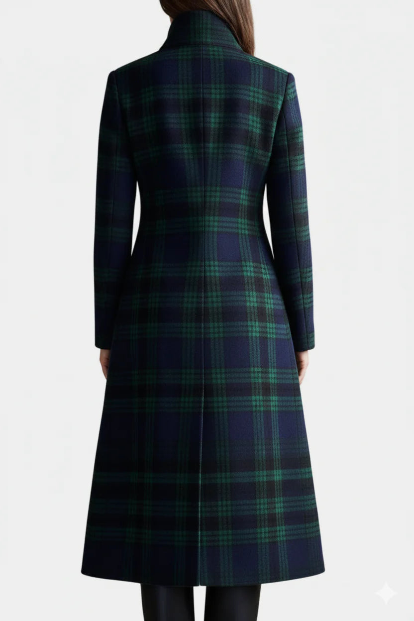 Madeleine | Manteau mi-long carreaux élégant