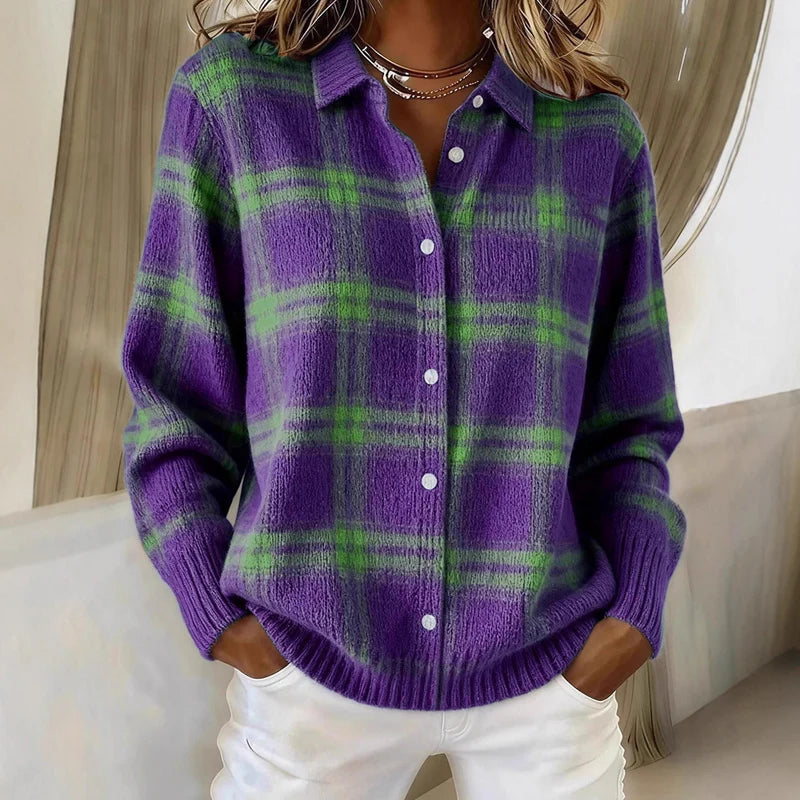 Pull à carreaux douillet pour femmes