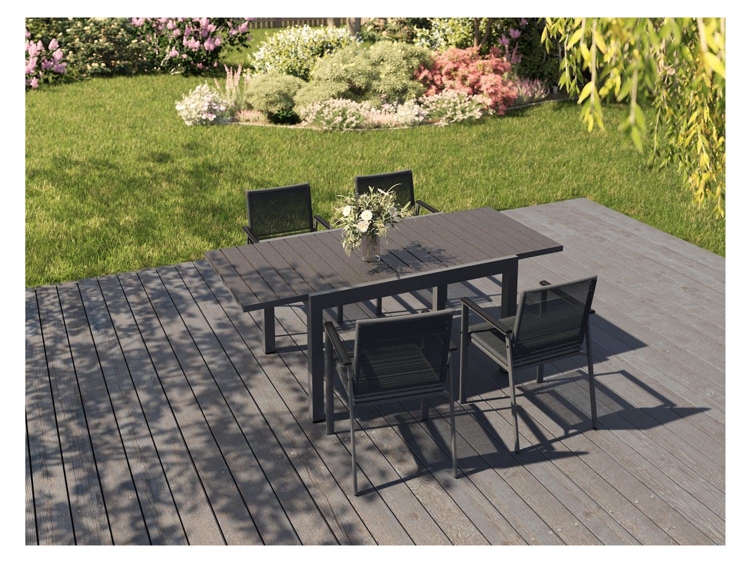 LIVARNO Chaise empilable Miami en aluminium, anthracite