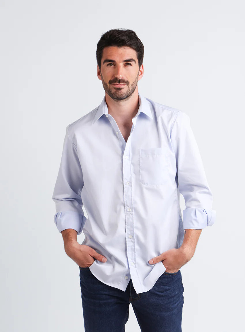 Chemise homme classique en coton bleu
