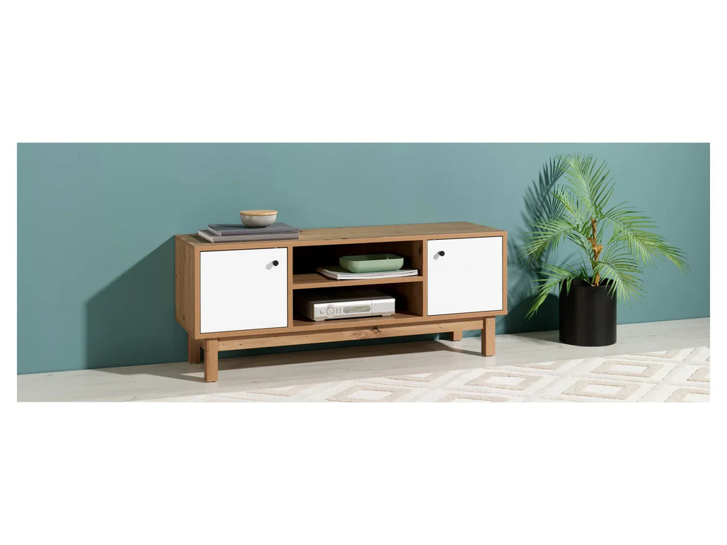 LIVARNO home Meuble bas Copenhagen, 113 x 45 x 35 cm, imitation chne/blanc