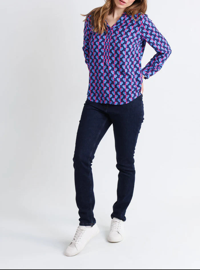 Blouse femme en viscose chaude bleu