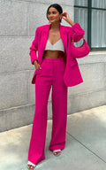 Bonnie Pants - High Waisted Tailored Wide Leg Pants in Pink