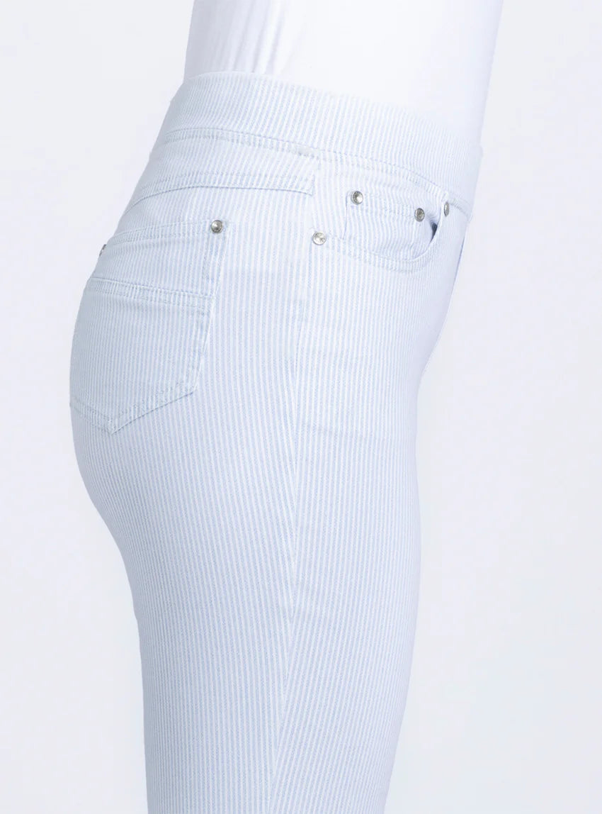 Pantalon femme 7/8° rayé bleu