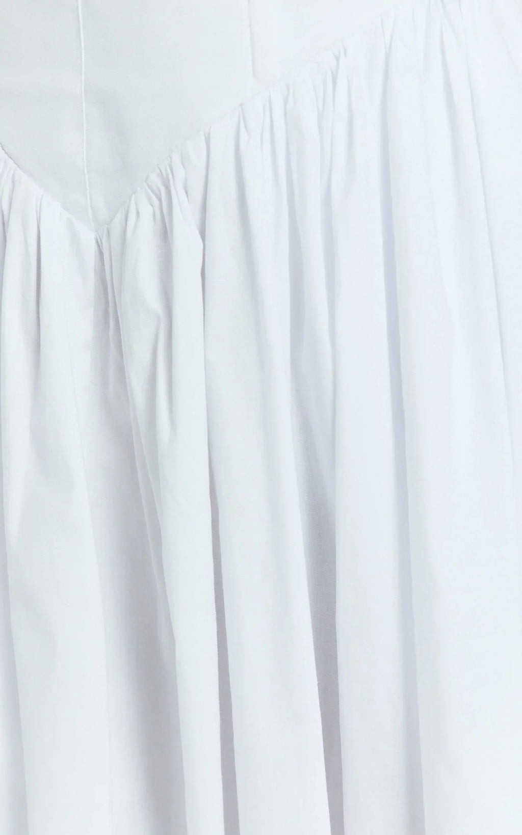 Beckett Midi Dress - Scoop Neck Drop V Waist Gathered Skirt Dress in White