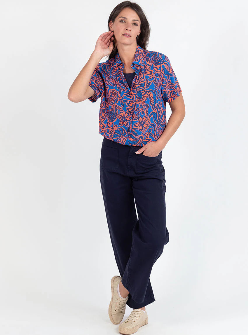 Pantalon femme 7/8ème bleu marine
