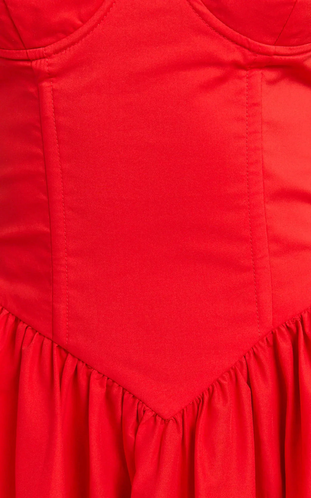 Daria Midi Dress - Strapless Corset Gathered Dress in Red