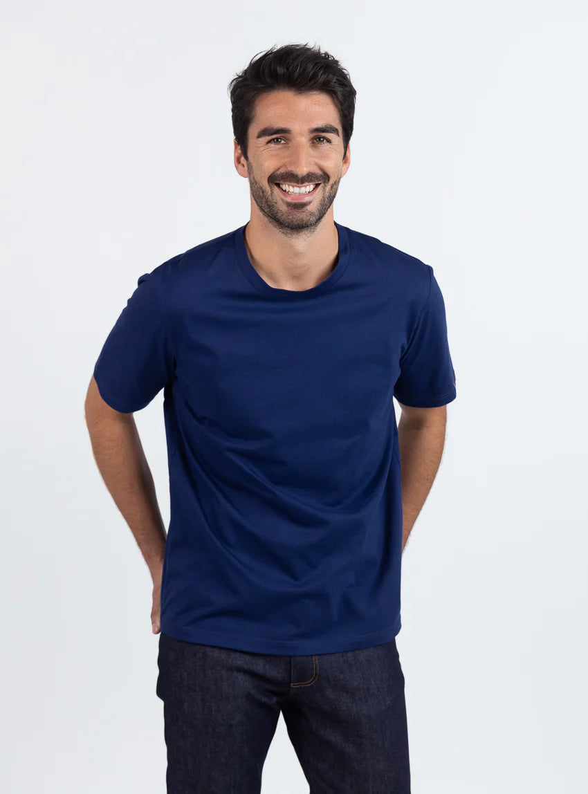 Tee-shirt homme en coton bio bleu marine