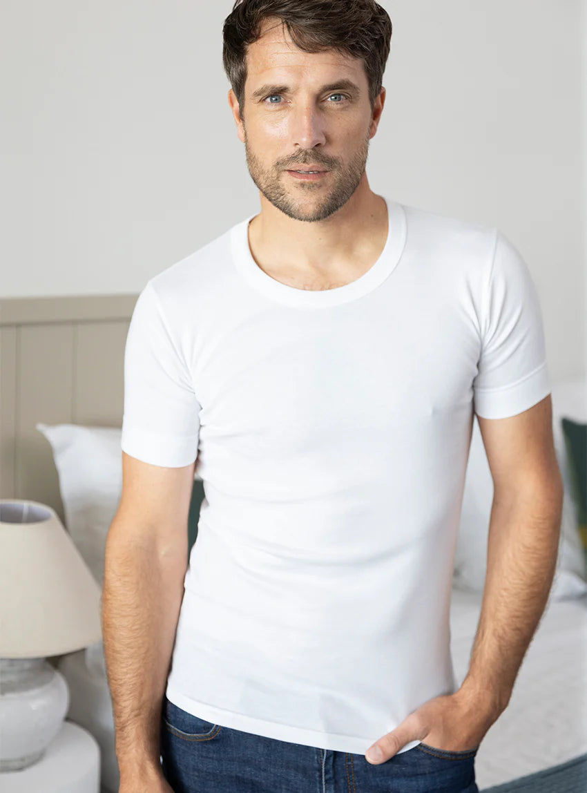 Tee-shirt homme en coton ras du cou blanc