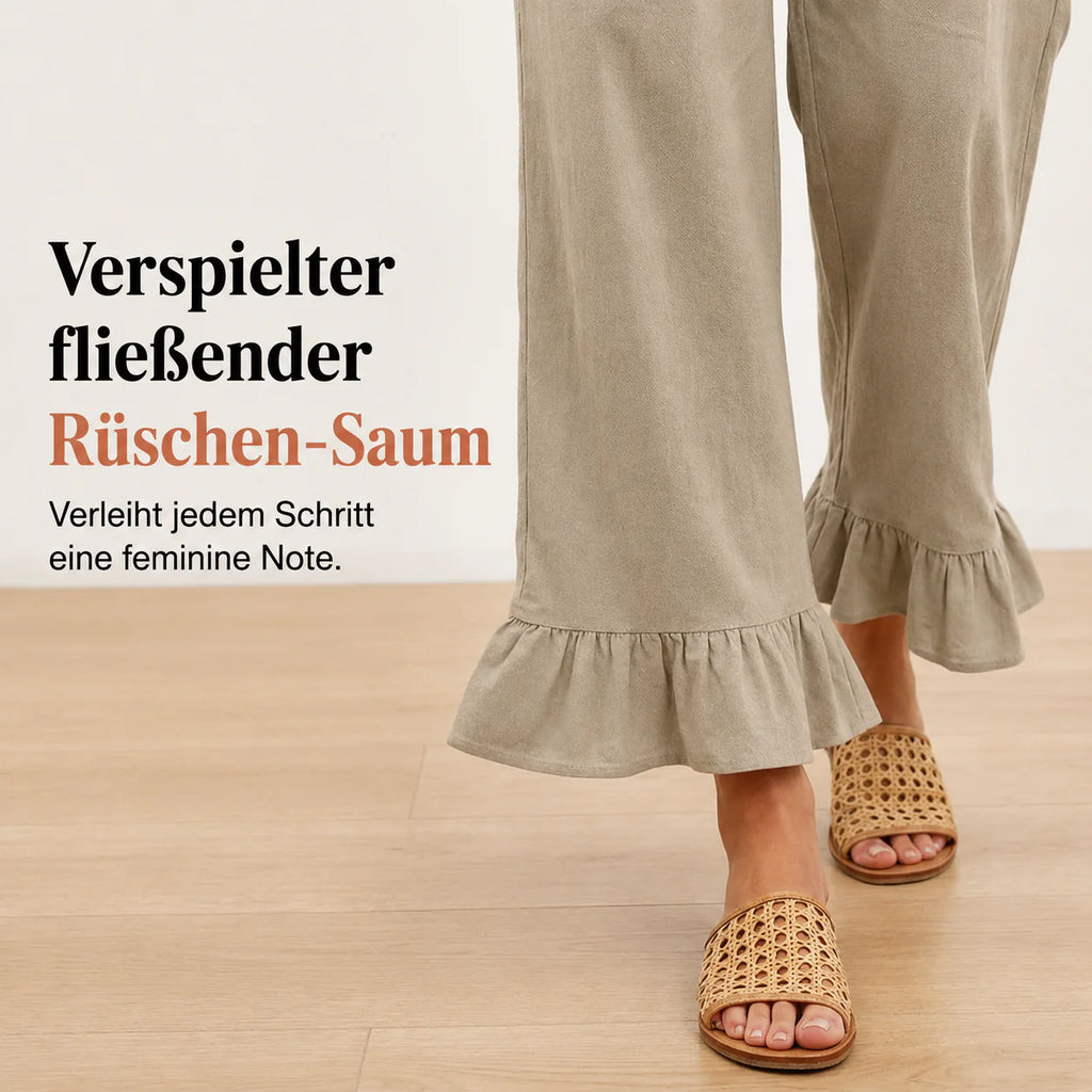 Pantalon large bohème avec ourlet à volants