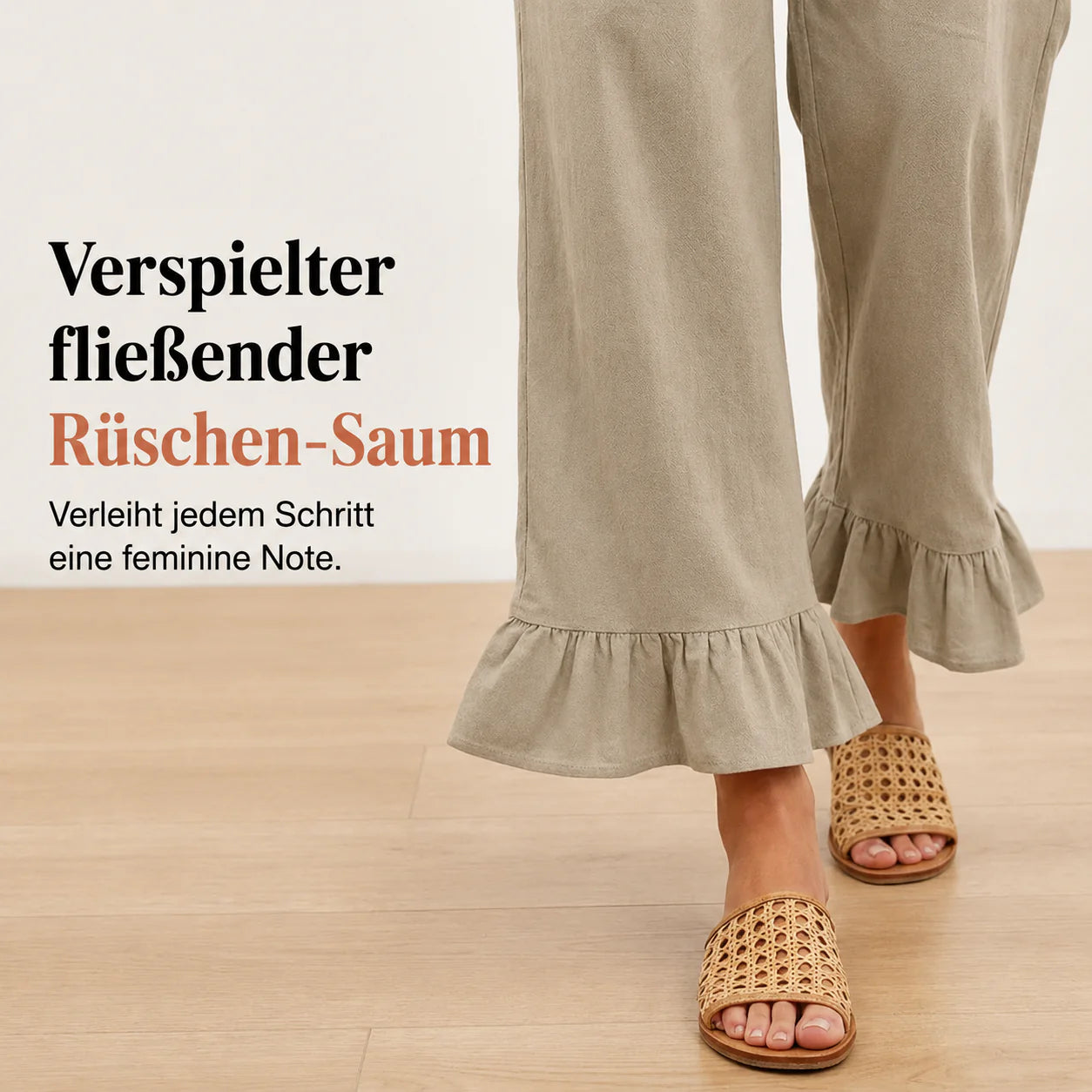 Pantalon large bohème avec ourlet à volants