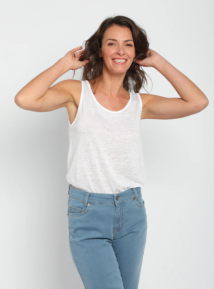 Débardeur femme en lin Blanc
