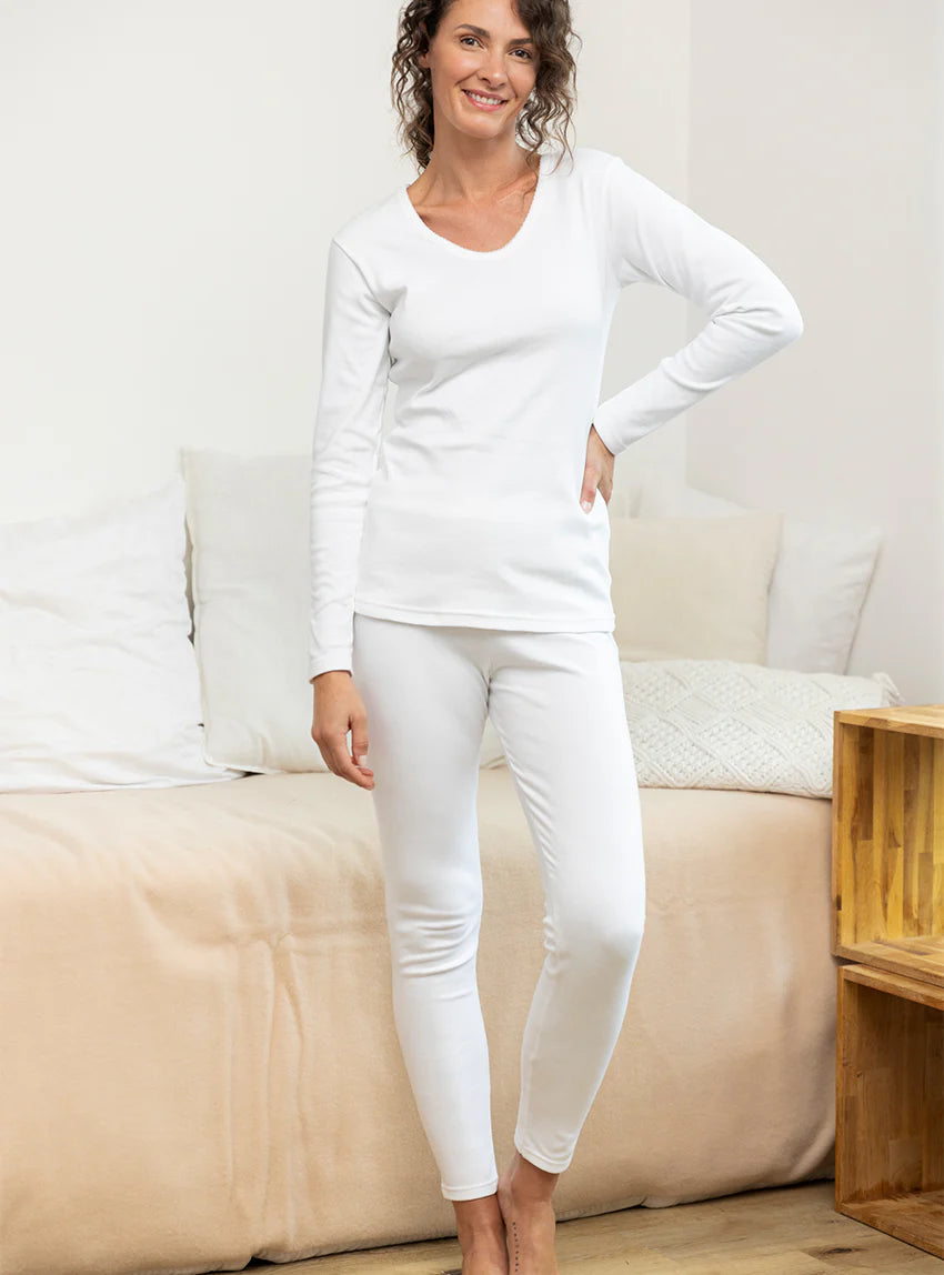 Caleçon long femme en coton blanc