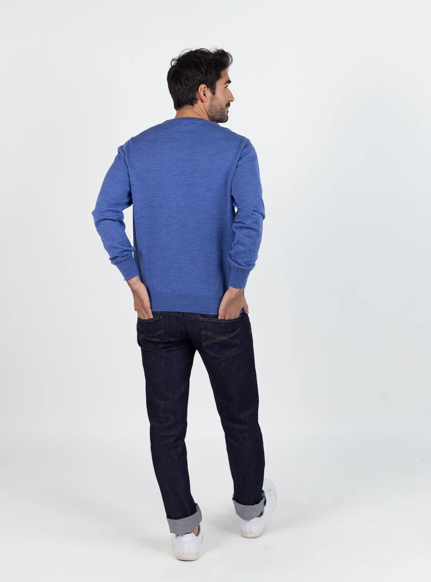 Pull homme en laine bleu élégant