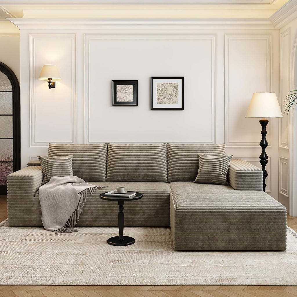 107.5 Cloud Modular Sectional Sofa Couch with L-Shape Chaise,Modern Minimalist Upholstered Couches for Living Room Bedroom,Deep Seat Corner Couch，No Assembly Required (Black,Left Facing Chaise)