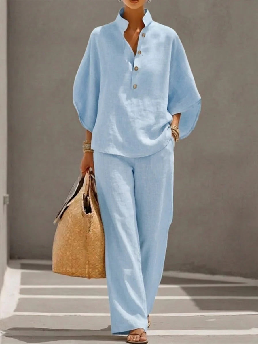 Mariel | Ensemble avec manches chauve-souris et pantalon ample.