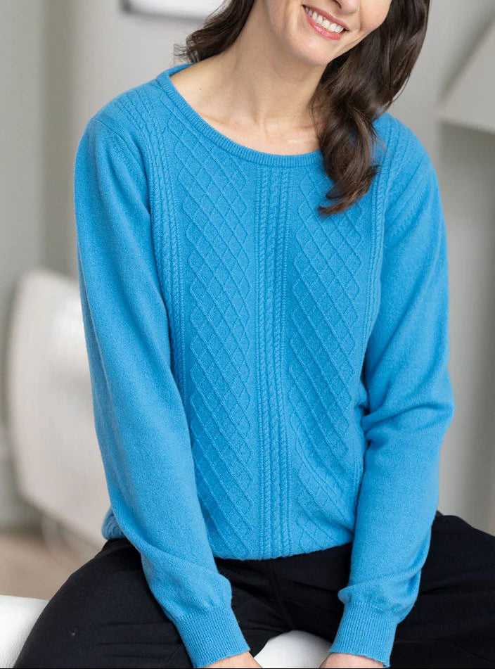 Pull femme cachemire et laine bleu céleste