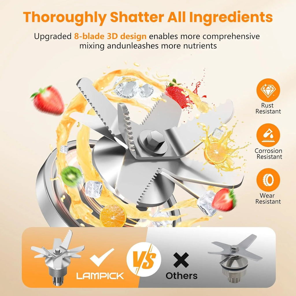 Blenders for Kitchen, 2000W Blender for Smoothies 35000 RPM Professional Grade High-Speed Smoothie Blender with 68 oz Pitcher & 27 oz To-Go Cup for Shakes, Ice Crushing, and Frozen Fruit