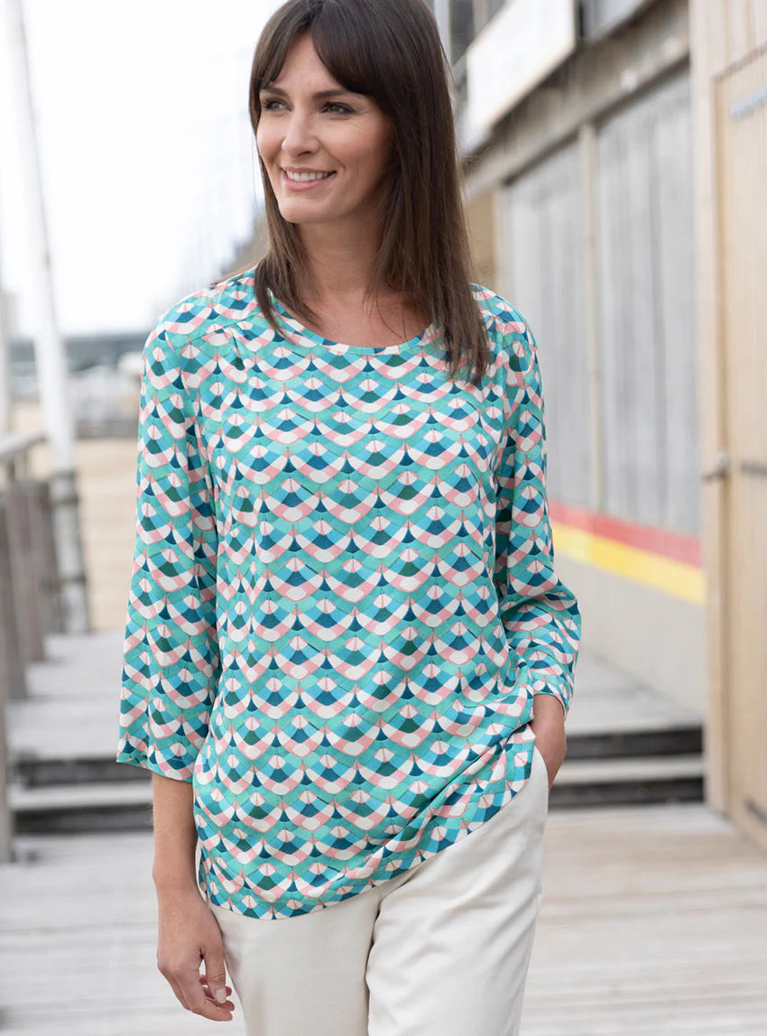 Blouse femme imprimée en viscose vert