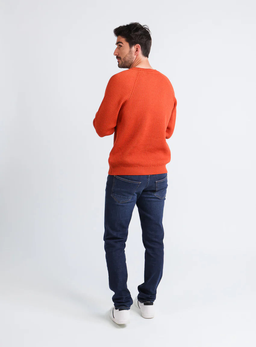 Pull homme en laine maille perlée Orange Confite