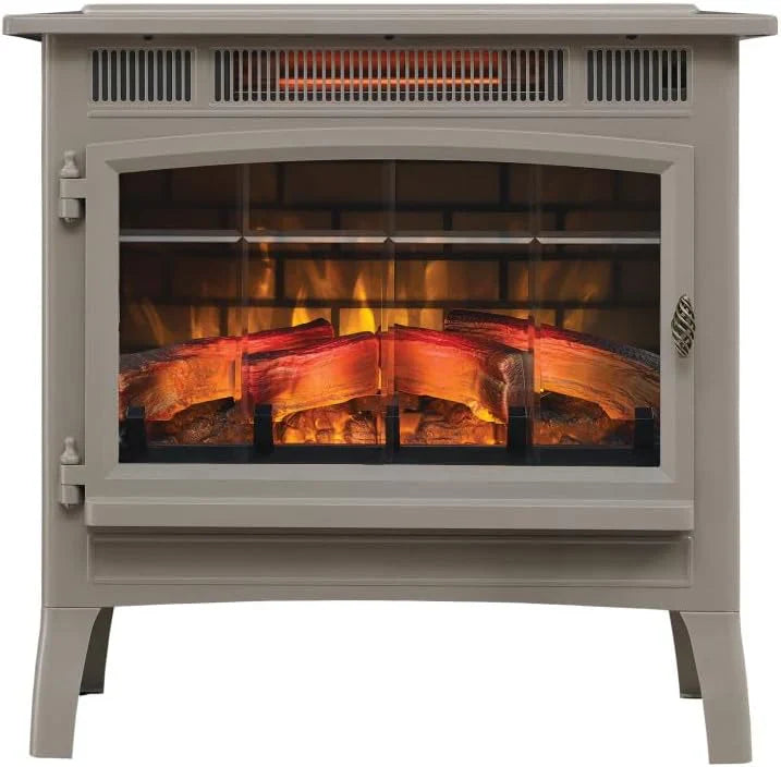 Freestanding Electric Fireplace Stove Heater with 3D Flame Effect for 1000 Sq. Ft