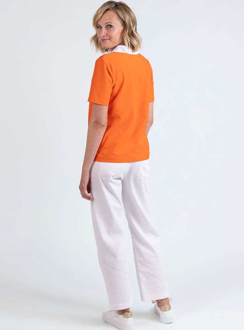Polo femme en coton orange melon