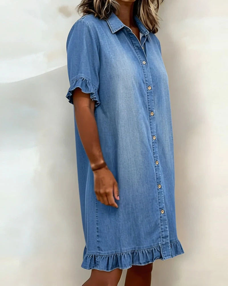 Louise | Robe en Denim Confortable avec Fronces Flatteuses