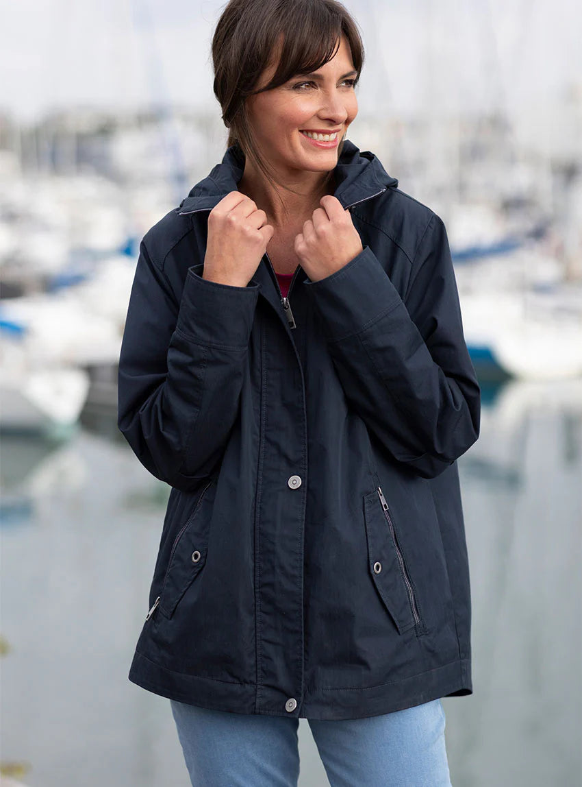 Parka femme à capuche bleu marine