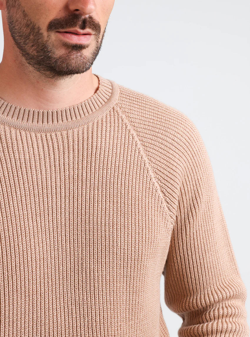 Pull homme en laine maille perlée Beige Chaud