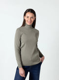 Pull chaussette femme col roule en laine mérinos Vert Olive