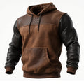 Pull à Capuche en Cuir Marron avec Détails Perforés
