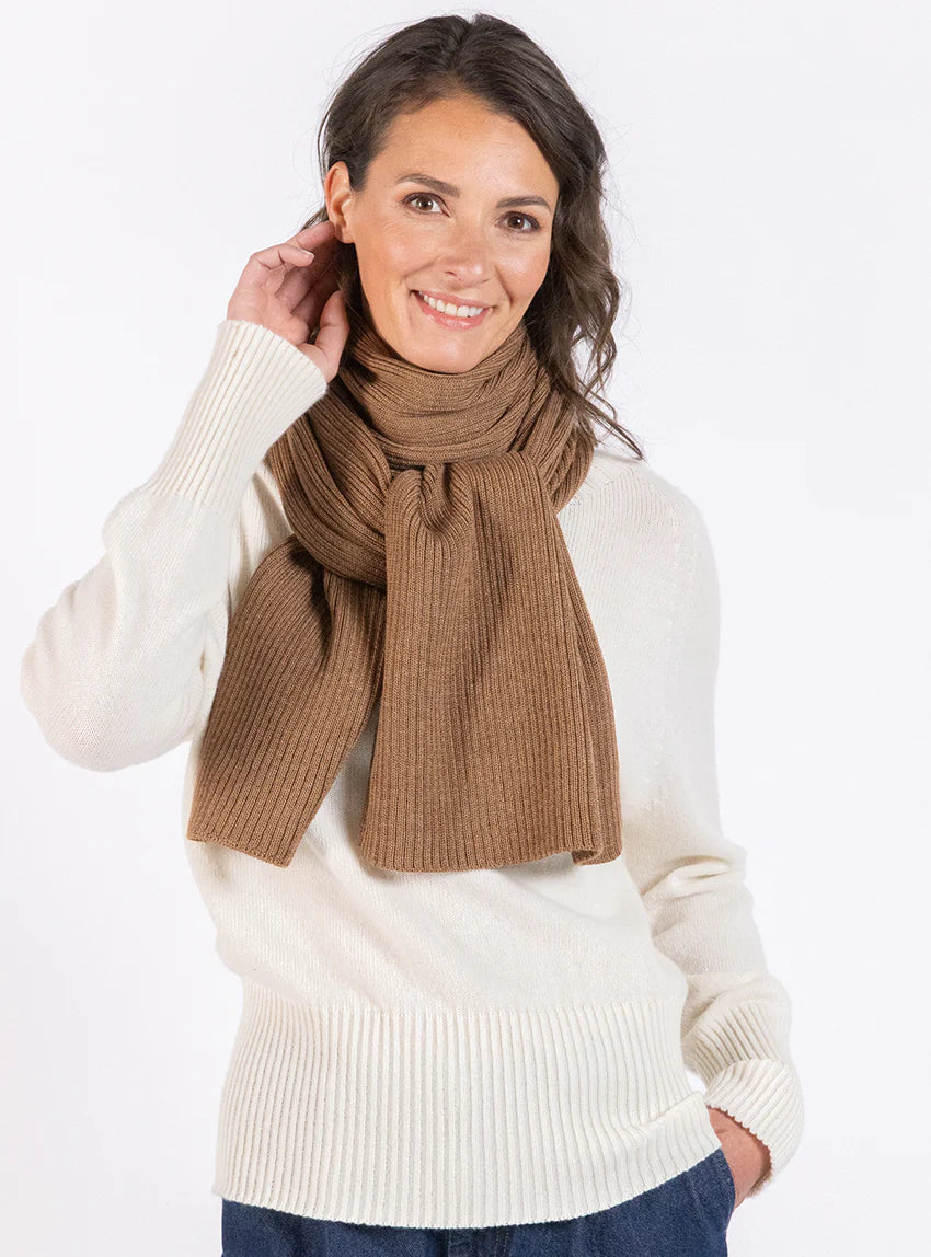 Echarpe en laine mérinos marron glacé