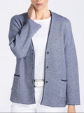 Veste femme en laine mérinos bleu marine