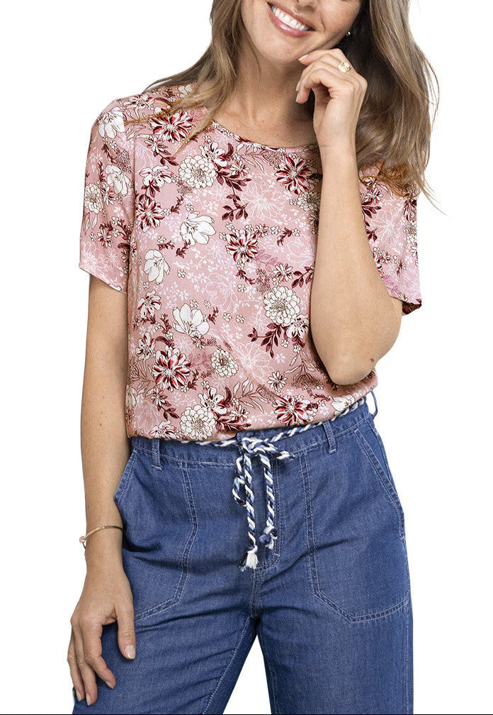 Blouse viscose manches courtes - ROSE
