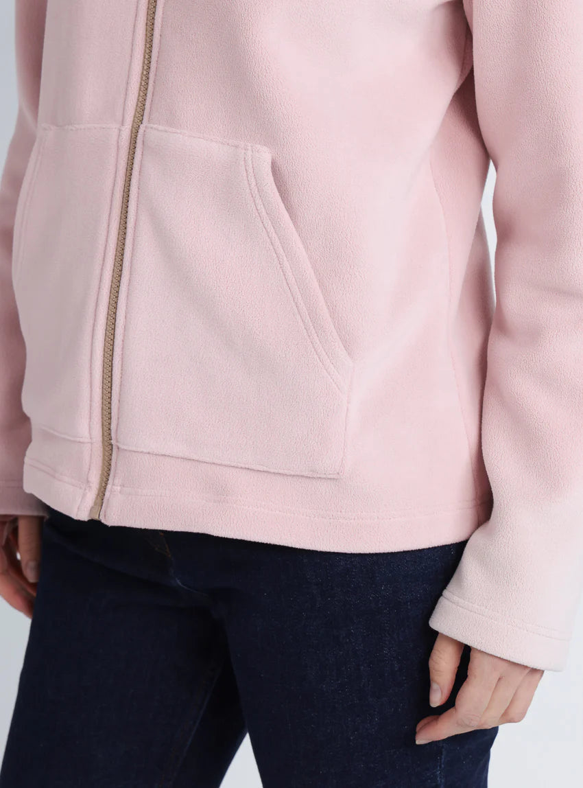 Veste zippée femme rose poudre