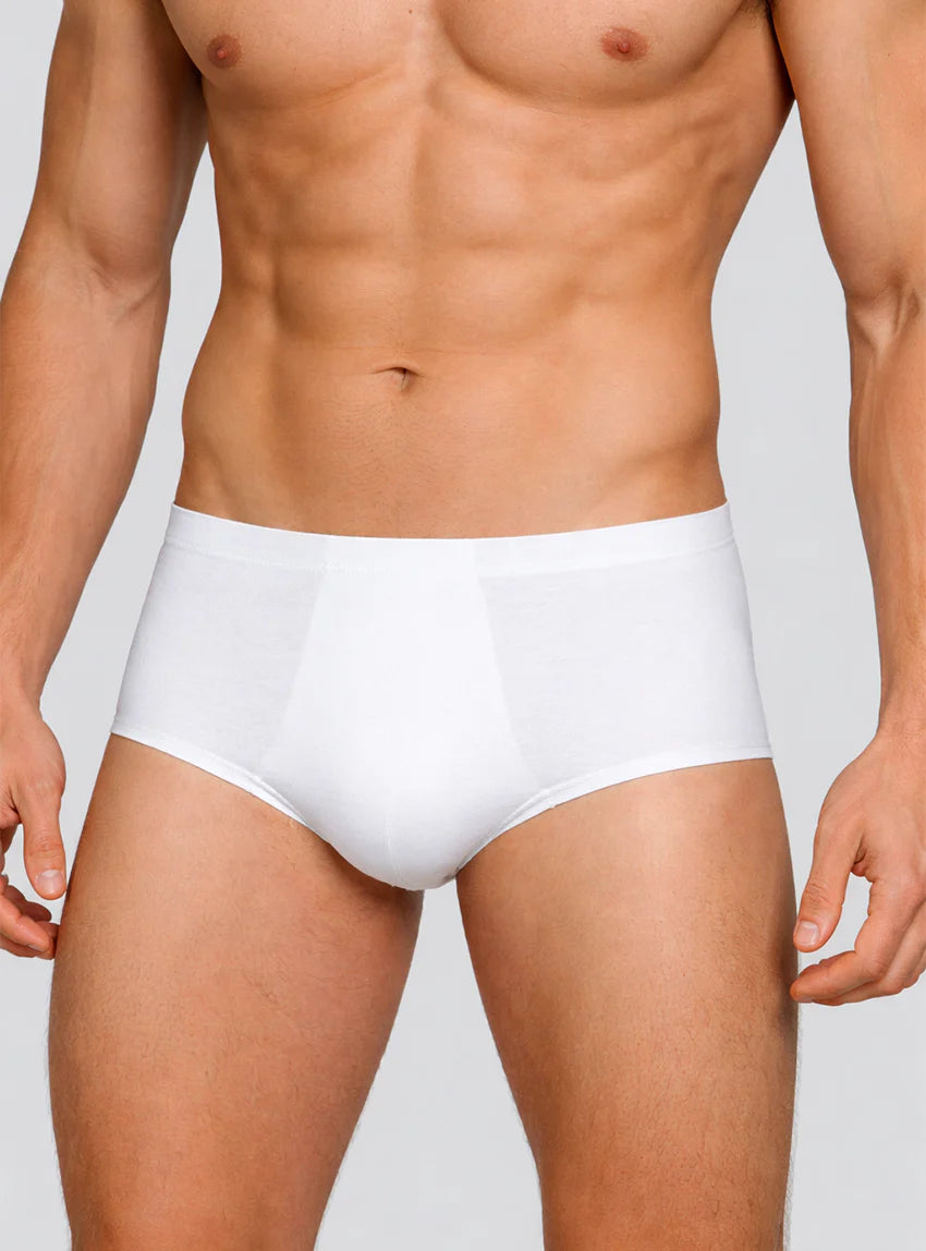 Slip homme uni en coton blanc