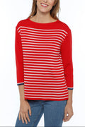 Pull marinière femme fabriqué en France, rouge