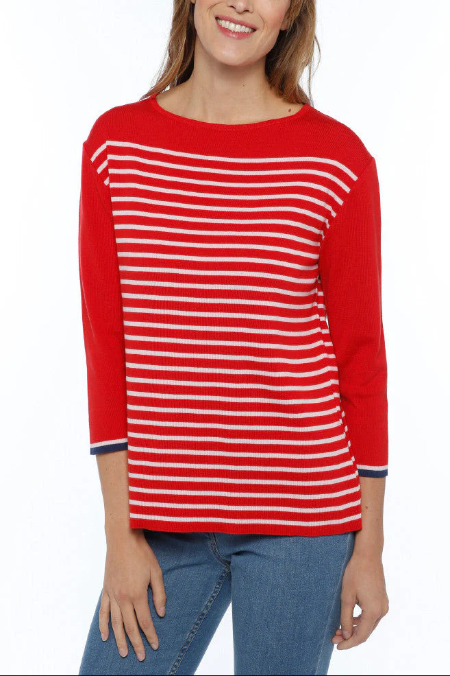 Pull marinière femme fabriqué en France, rouge