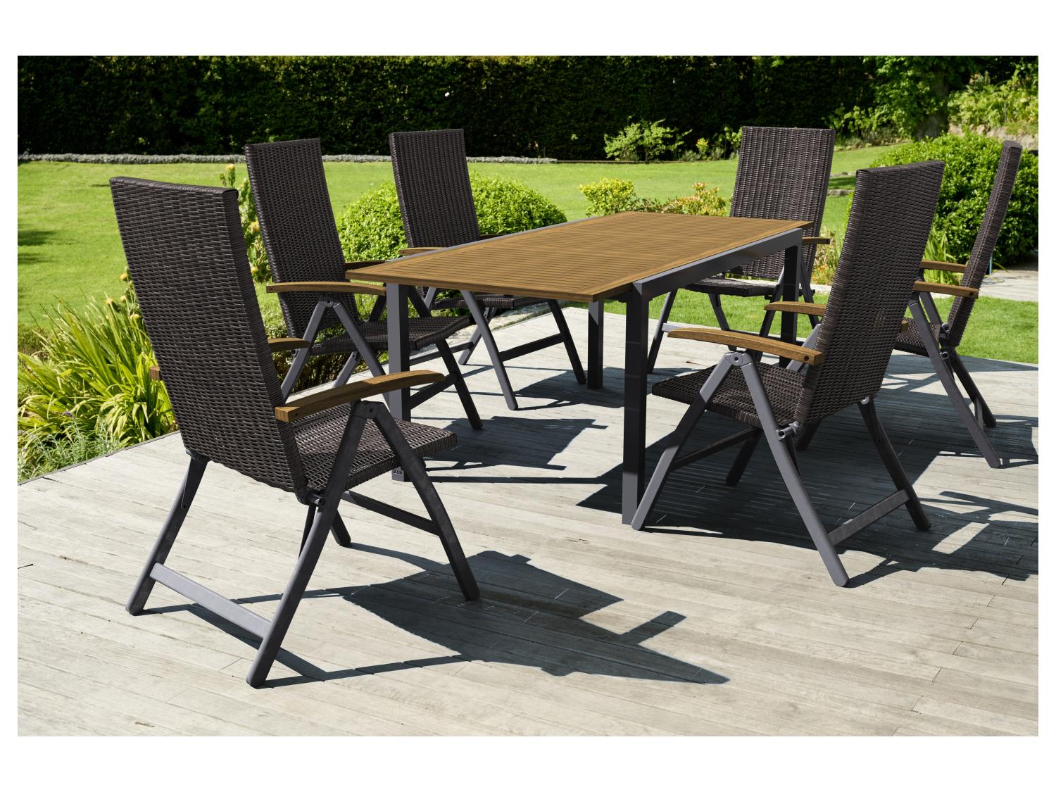 LIVARNO Table de jardin + Lot de 6 fauteuils Valencia