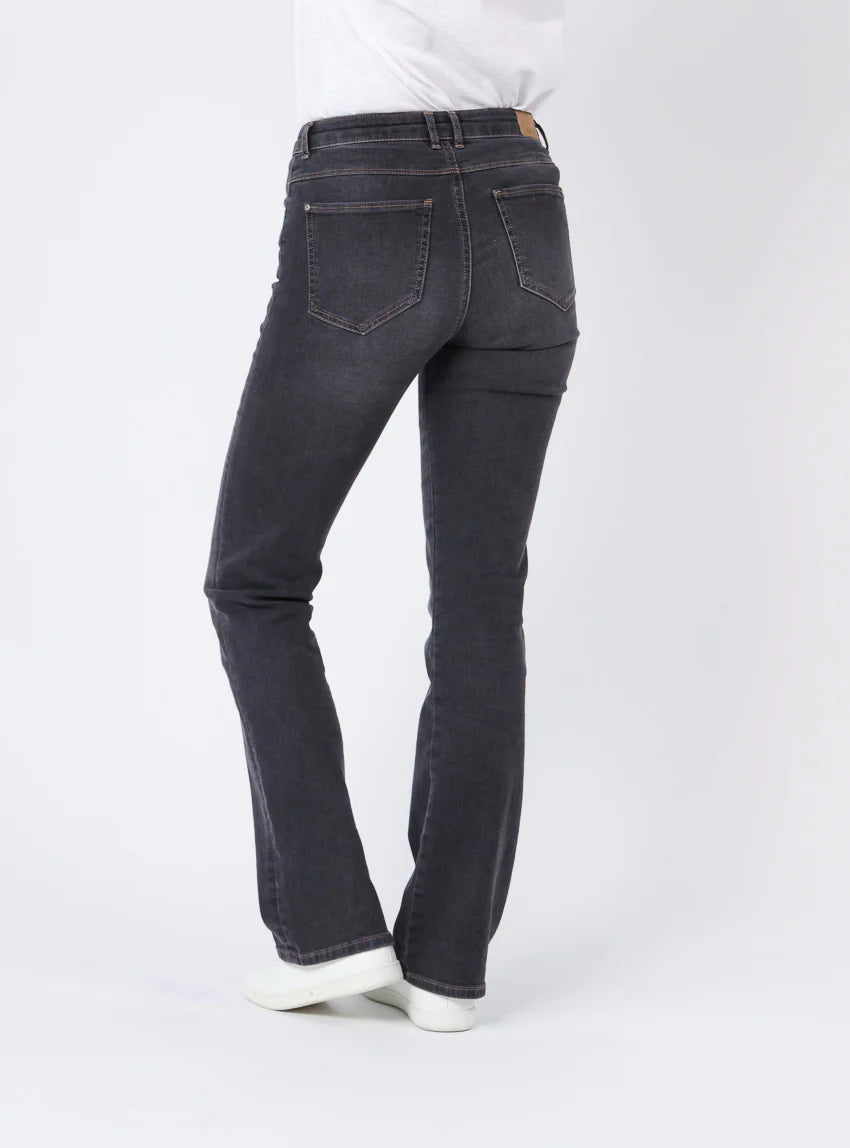 Pantalon bootcut femme gris foncé en coton