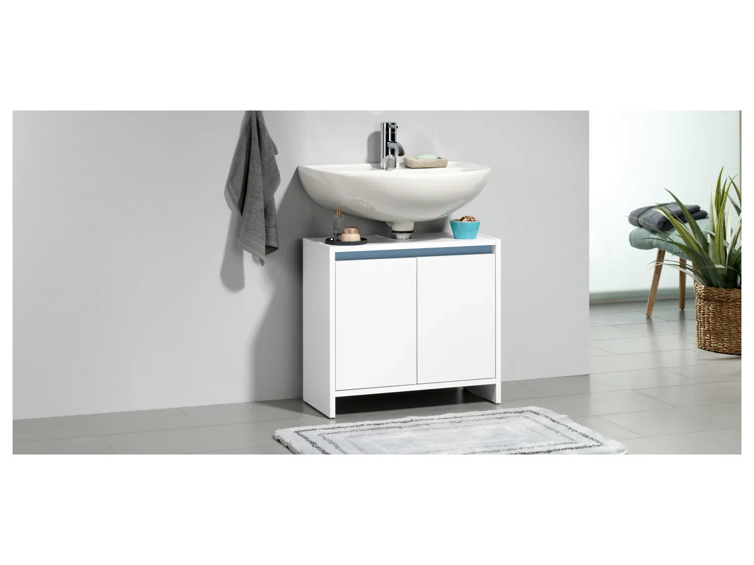 LIVARNO home Meuble sous-vasque Oslo, 60 x 55 x 28 cm, blanc