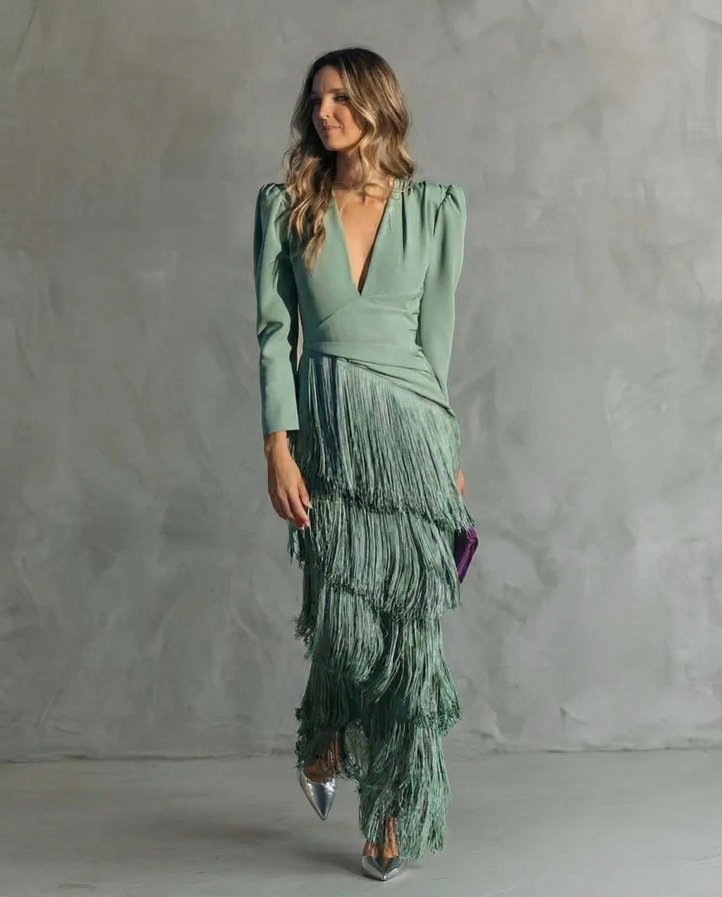 Clara™ | Robe midi élégante à manches à franges