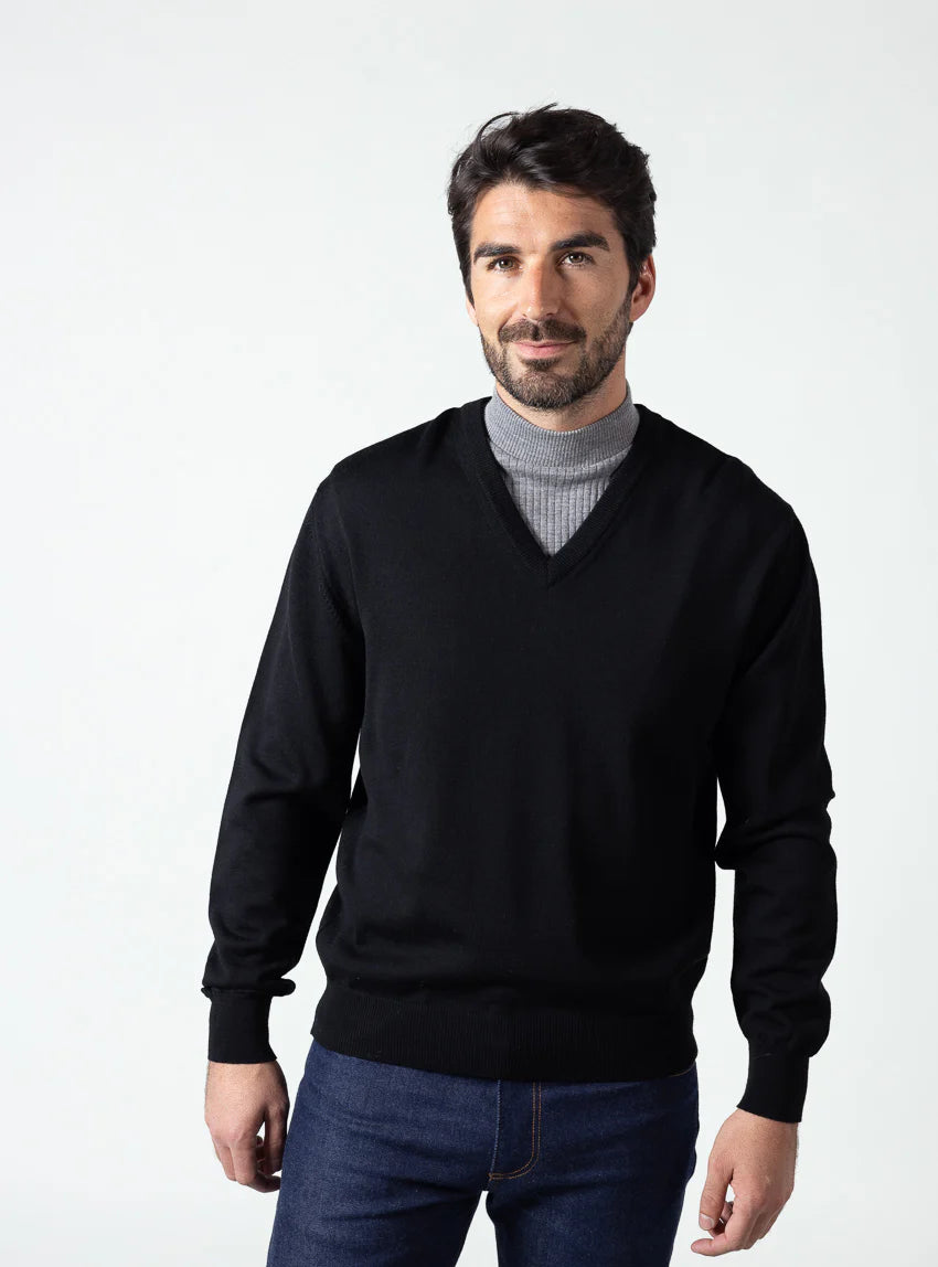 Col plastron mixte laine mérinos gris léger
