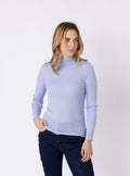 Pull chaussette femme col montant bleu ciel