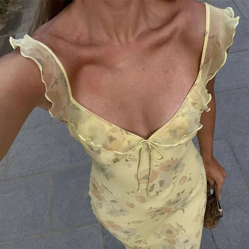 Robe Maxi Dos Nu Plongeant Fleurie Mode Été