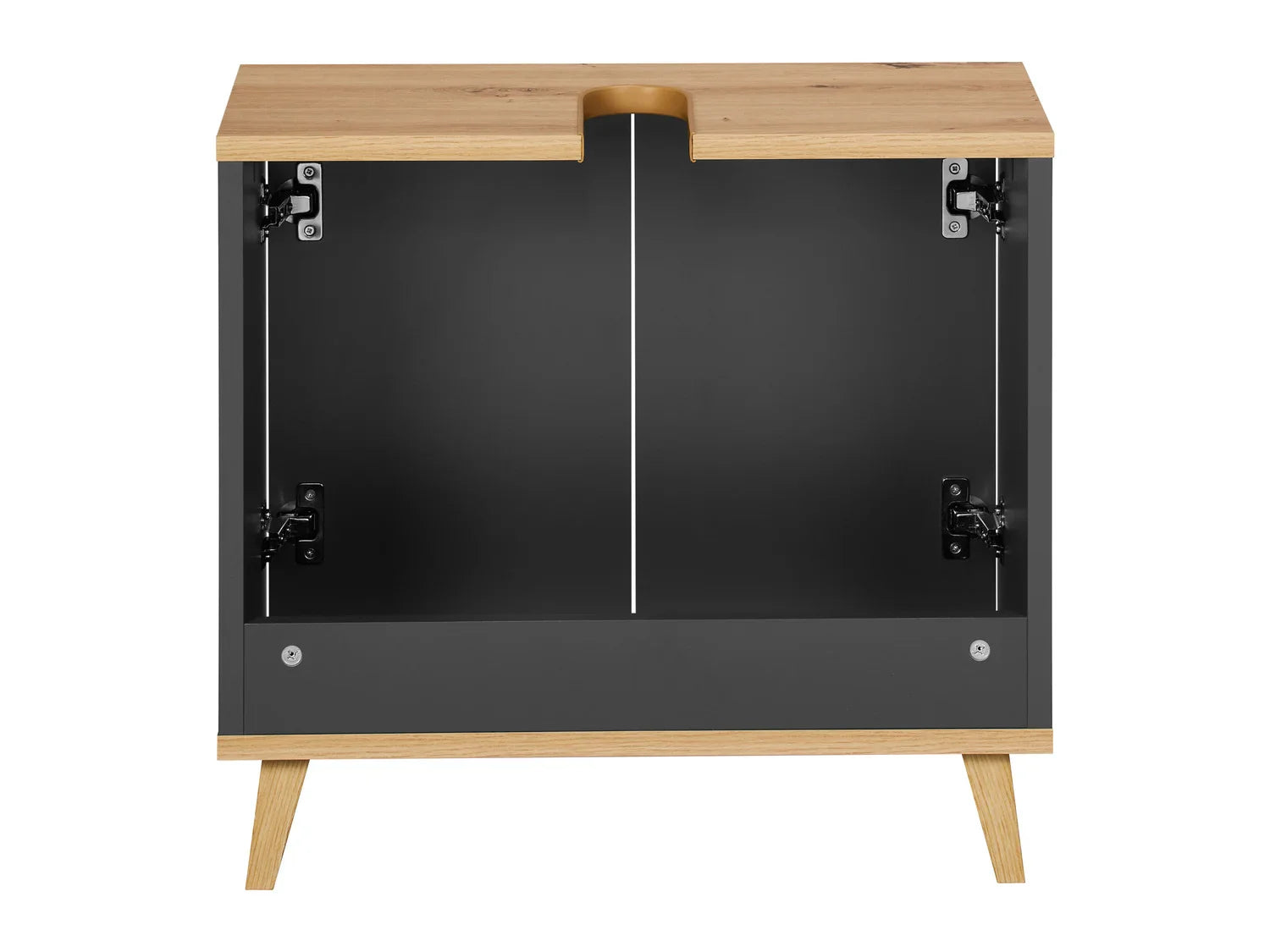 LIVARNO home Meuble sous vasque Corfou, 60 x 55 x 28 cm, anthracite/imitation chne